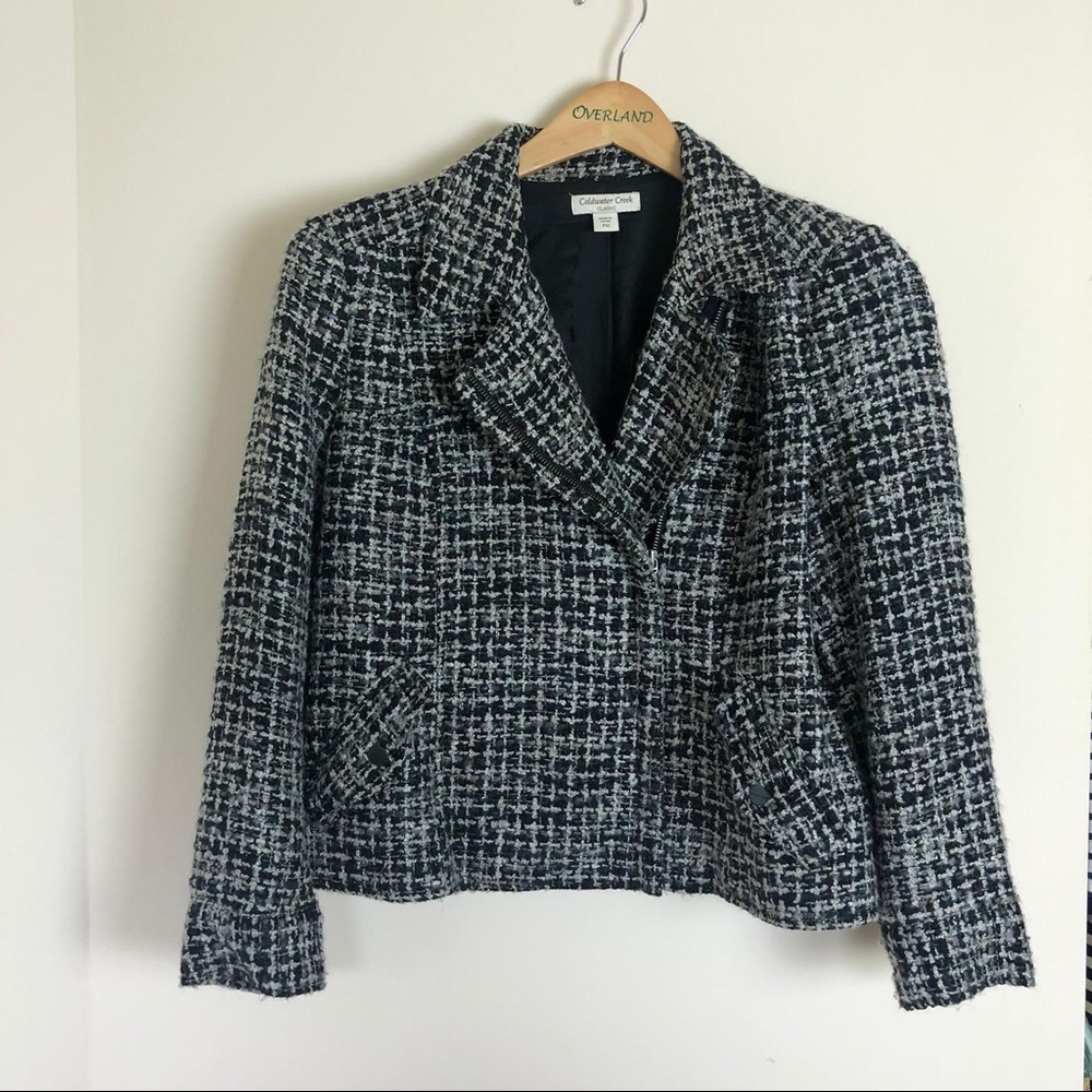 Coldwater creek black&white textured blazer